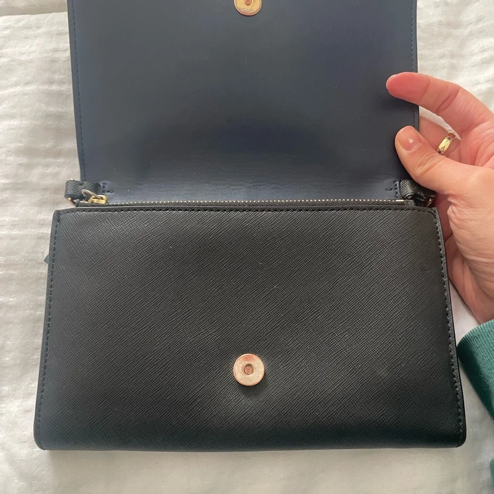 Tory Burch Black Wallet with Gold Logo